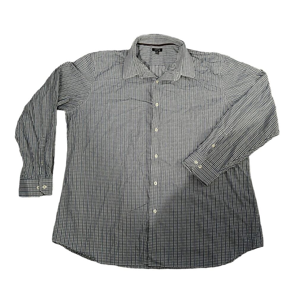 Apt 9 Blue Checkered Button-Down Shirt Mens Size XXL